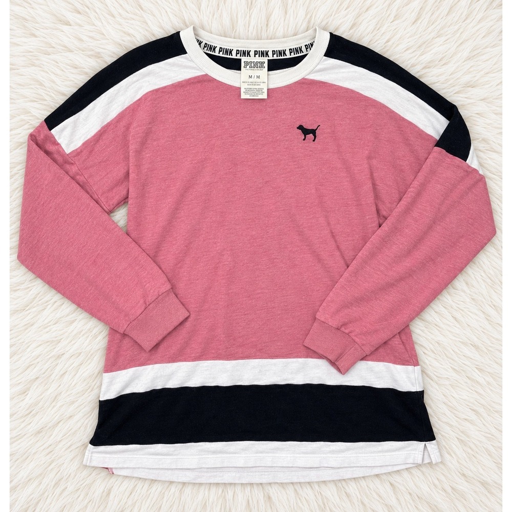 PINK Victoria's Secret LOVE PINK Oversized Colorblock Long Sleeve Shirt M/M
